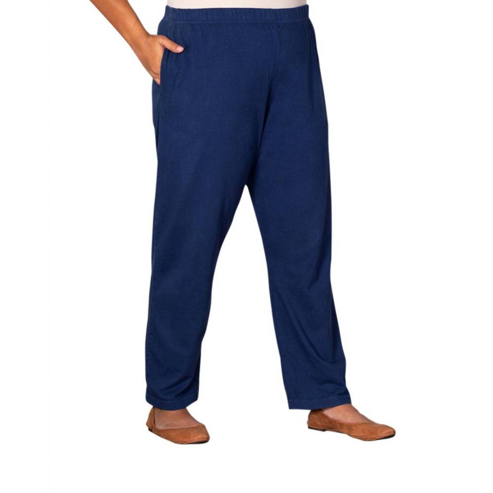 NEW ON THE PLUS SIDE cotton relaxed plus size pants in navy